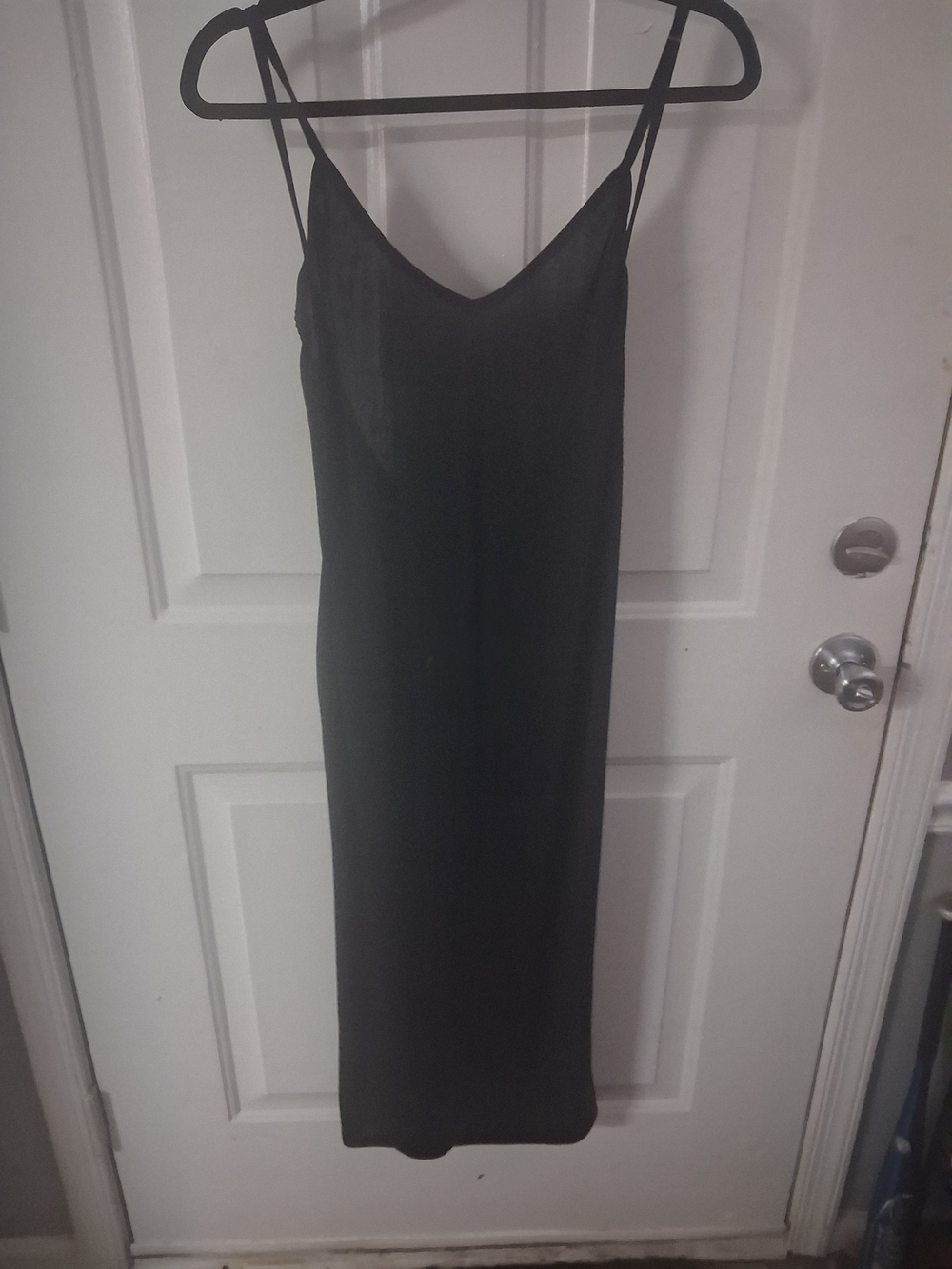 PrettyLittleThing Black Satin Maxi Slip Dress